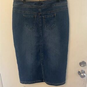 Y2K 90’s Yom Yom Long Straight Denim Skirt Womens Sz 8 Blue Jean Modest Western